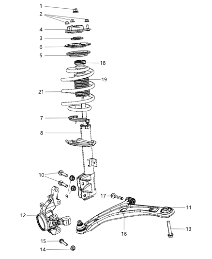 2009 Jeep Compass Suspension - Front Diagram