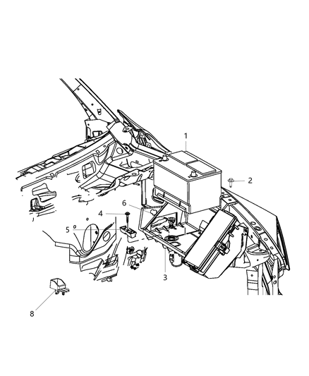 2014 Ram 3500 Battery Tray & Support Diagram 1