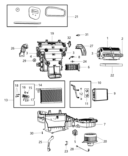 2014 Jeep Grand Cherokee A/C & Heater Unit Diagram