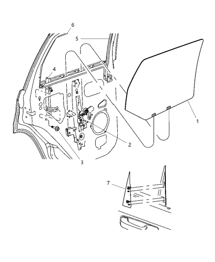 2005 Jeep Grand Cherokee Door Rear, Glass & Regulator Diagram