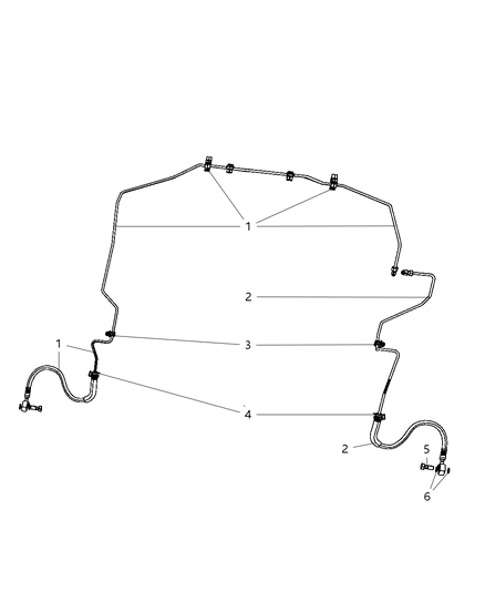 2008 Jeep Liberty Hcu, Brake Tubes And Hoses, Front Diagram