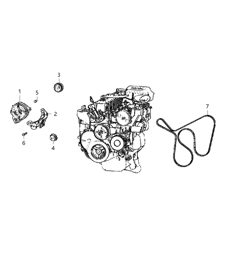 2002 Jeep Grand Cherokee Alternator & Mounting Diagram 1