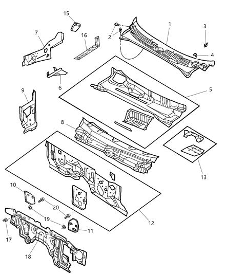 2000 Dodge Dakota Bracket-Steering Column Diagram for 55351183AB