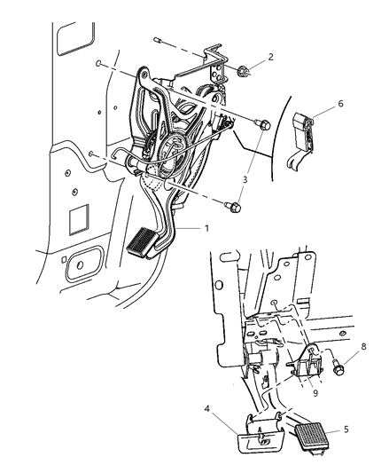 2006 Chrysler Pacifica Parking Brake Lever Pad Diagram for 5104721AA