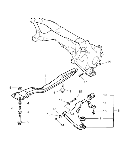 2001 Dodge Stratus Bracket Control Arm Diagram for MR297477