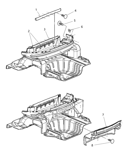 2004 Chrysler Sebring Sedan & Convertible Shelf Cargo Area Diagram
