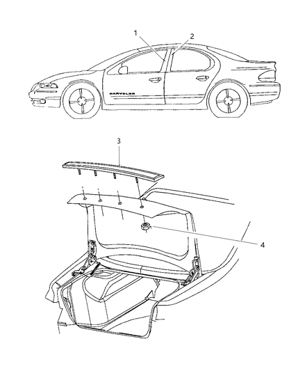 1997 Chrysler Cirrus APPLIQUE D/LID Dodge STRAT Diagram for 4630686