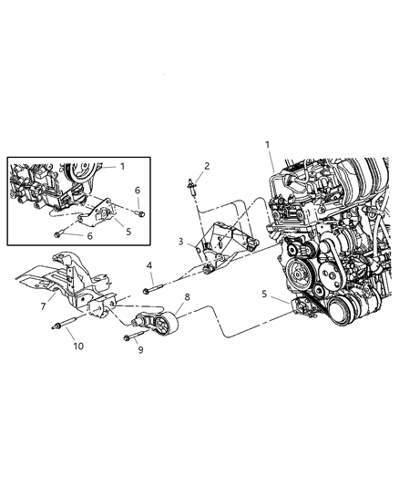 2007 Chrysler PT Cruiser Engine Mount - Front Diagram 6