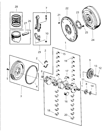 2001 Jeep Wrangler Crankshaft , Piston & Torque Converter Diagram 2