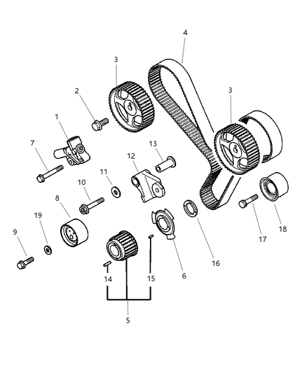2005 Chrysler Sebring Coupe Timing Belt & Sprockets Diagram 2