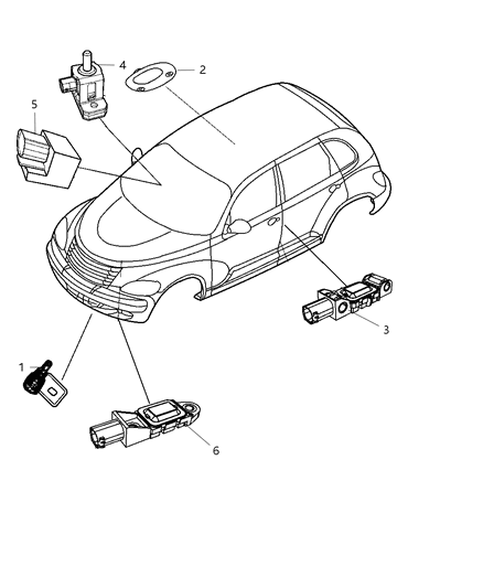 2009 Chrysler PT Cruiser Sensors - Body Diagram