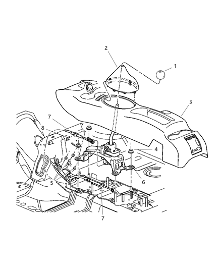 2003 Chrysler PT Cruiser Transmission Gearshift Control Cable Diagram for 4668844AB