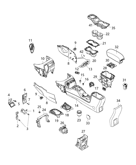 2019 Jeep Renegade Floor Console Diagram