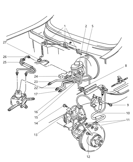 1998 Jeep Grand Cherokee Brake Lines & Hoses, Front Diagram