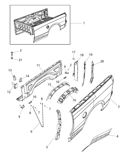 2017 Ram 3500 Panel-Box Side Inner Diagram for 68249428AA