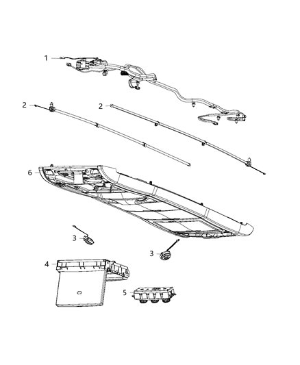 2014 Ram C/V Console, Single Video Monitor / Long Overhead Diagram