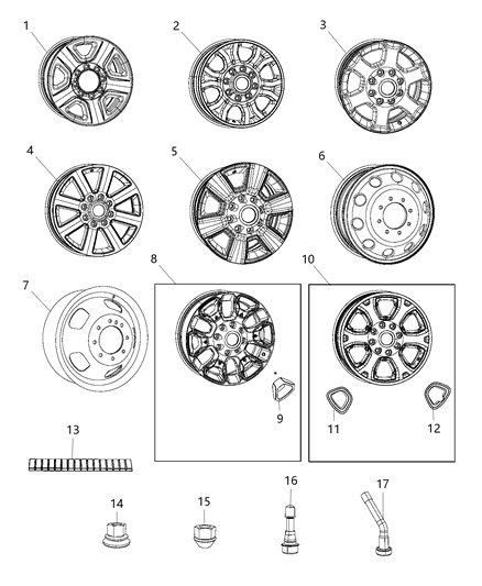 2017 Ram 3500 Wheels & Hardware Diagram