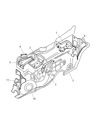 2001 Chrysler PT Cruiser SILENCER-COWL Side Diagram for 5027971AA