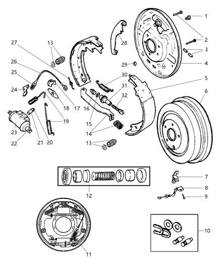 2003 Jeep Wrangler Brakes,Rear,Drum Diagram