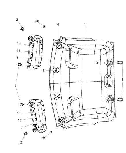 2012 Ram 3500 Headliners & Visors Diagram