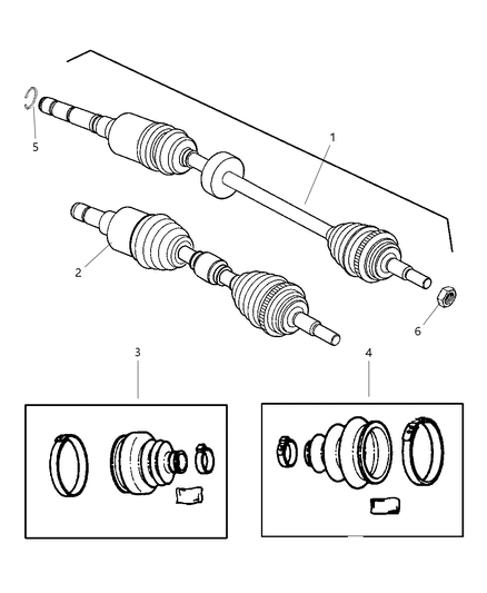 2002 Chrysler PT Cruiser Shaft - Front Drive Diagram