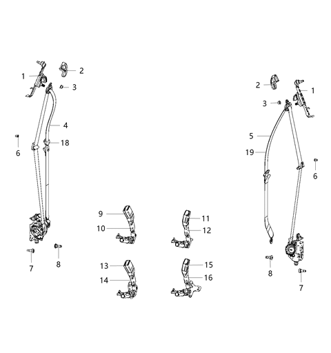 2010 Chrysler Town & Country Front Outer Retractor Seat Belt Assembly Diagram for ZV682DVAE