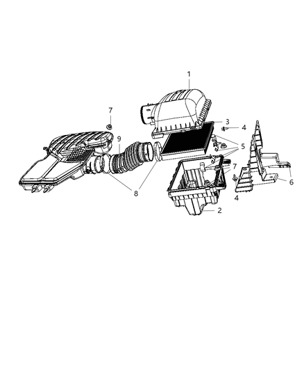 2009 Dodge Ram 3500 Cab Chassis Air Cleaner & Related Diagram
