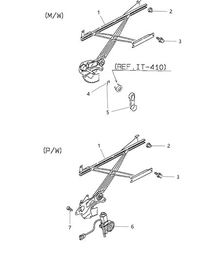 1997 Dodge Avenger Door, Front Regulator Diagram