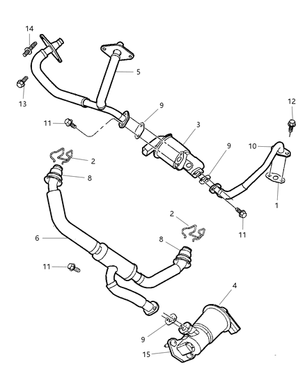 2002 Chrysler Concorde Tube-Exhaust Manifold To EGR Val Diagram for 4591617AD