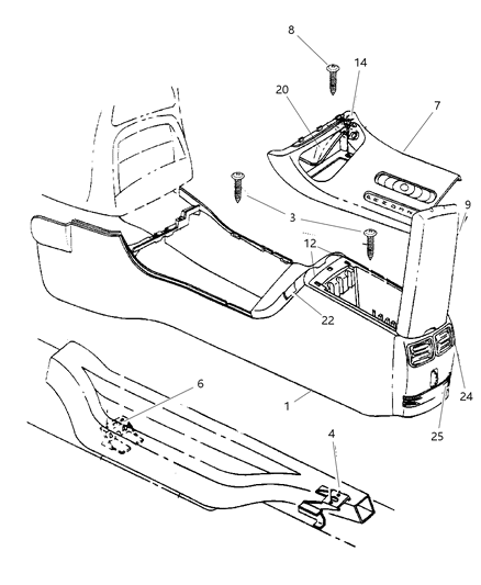 1997 Chrysler LHS Console, Floor Diagram