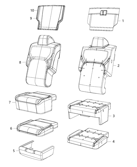 2020 Ram 1500 Seat Cushion Foam Diagram for 68299867AA