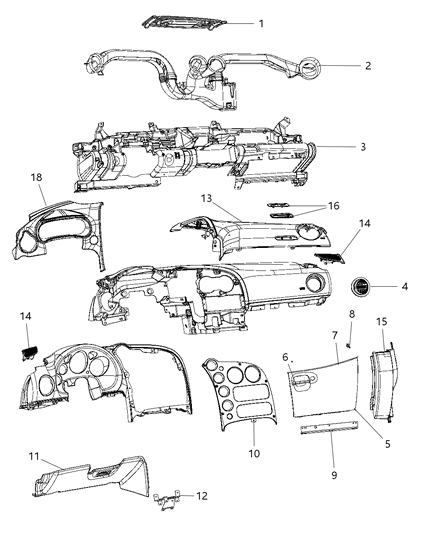 2016 Dodge Viper Pad-Instrument Panel Diagram for 6BC82XR4AA