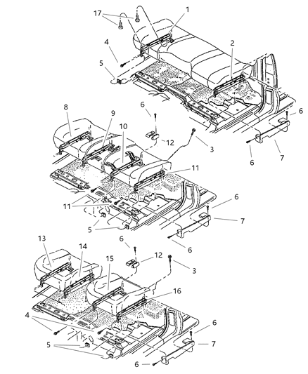 1997 Dodge Dakota Adjuster & Attaching Parts Diagram