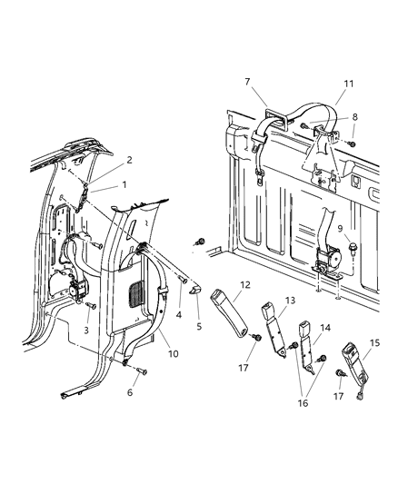 2010 Dodge Ram 3500 Cab Chassis Seat Belts Front Diagram 2