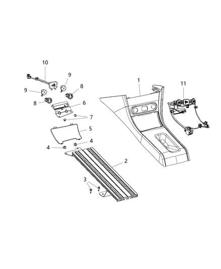 2018 Dodge Charger Bracket-Floor Console Diagram for 4595990AE