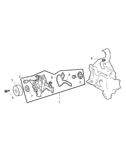 2008 Chrysler Crossfire Water Pump & Related Parts Diagram