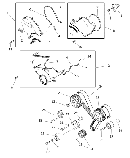 1997 Chrysler Cirrus Timing Belt & Cover Diagram 3