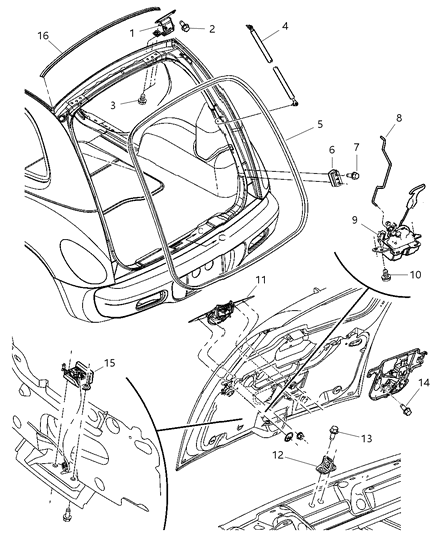 2006 Chrysler PT Cruiser STRIKER-Door Latch Diagram for 4589038AB