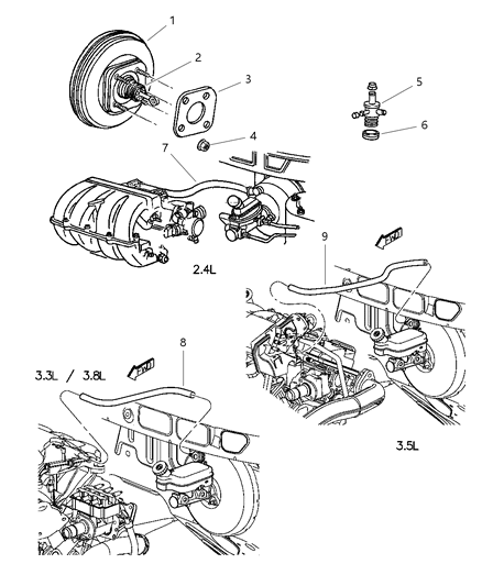 2001 Dodge Caravan Hose-Brake Booster Diagram for 4683269AB