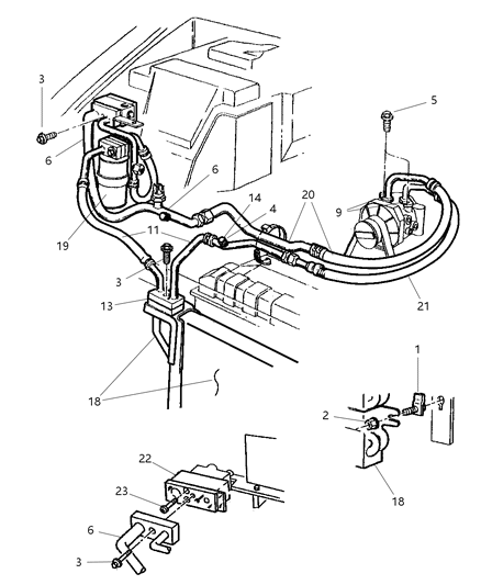 1997 Dodge Ram Van Line-A/C Suction And Liquid Diagram for 55055770AB