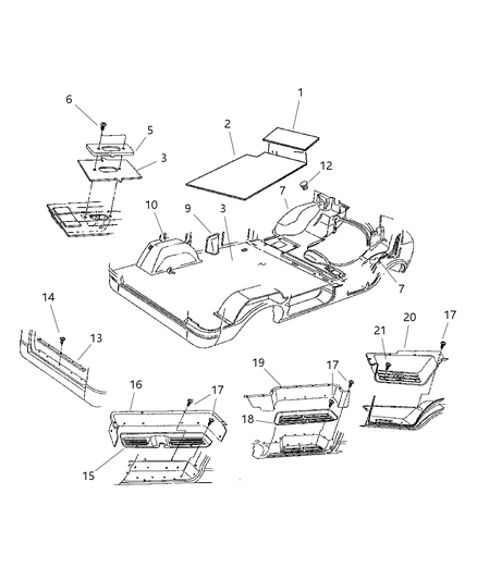 1998 Dodge Ram Van Pad-Front Floor Pan Diagram for 4356132AB