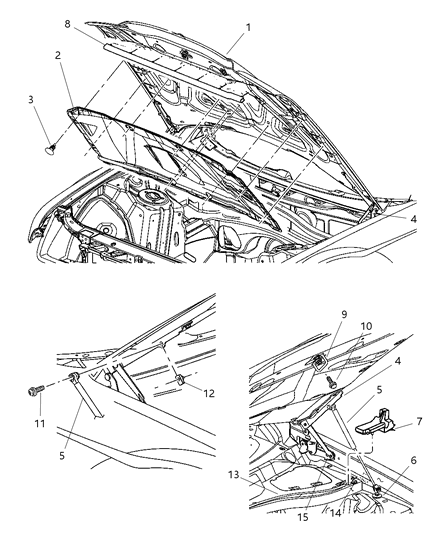 2005 Chrysler 300 Hood Hinge Diagram for 5065264AB