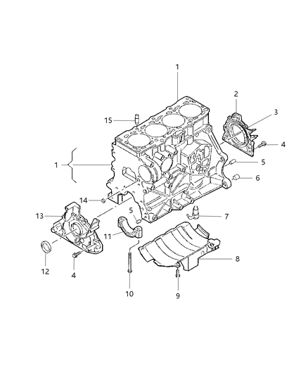 2008 Jeep Compass Engine Cylinder Block And Hardware Diagram 3