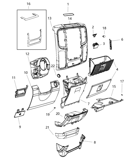 2019 Ram 1500 Panel-Steering Column Opening Diagram for 1WQ371L1AG