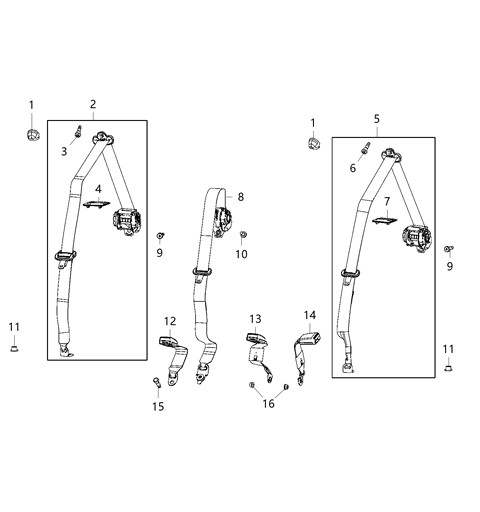 2019 Jeep Wrangler Seat Belt Buckle Assembly Diagram for 6DJ28TX7AB