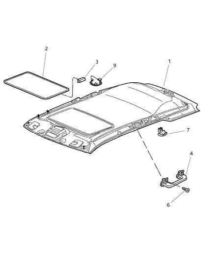 2002 Jeep Grand Cherokee WELT-HEADLINER Diagram for 5FW36XT5AA