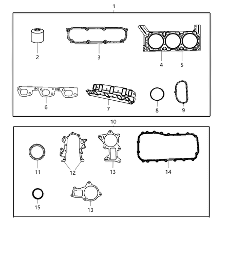 2010 Jeep Wrangler Engine Gasket Kits Diagram 2