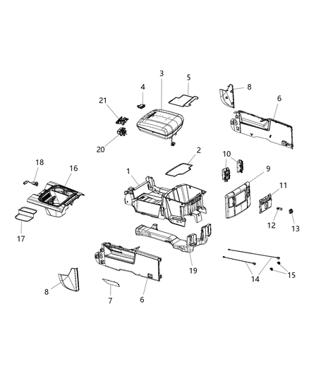 2018 Ram 3500 Floor Console Diagram 2