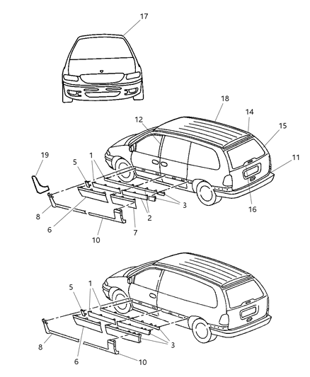 2000 Chrysler Grand Voyager Mouldings Diagram 2