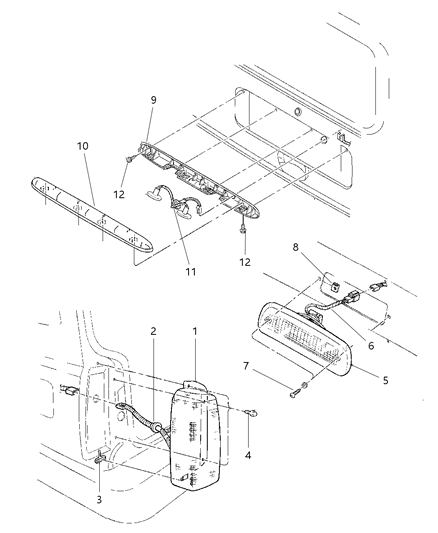 2000 Jeep Cherokee Lamps - Rear Diagram